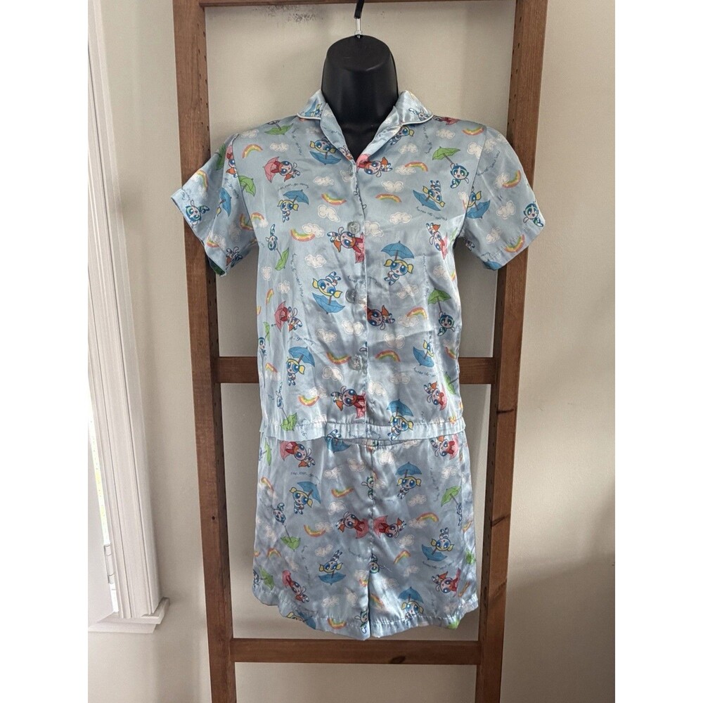 Vintage 2000 Powerpuff Girls Pajama Set Cartoon Network Satin PJs Y2K